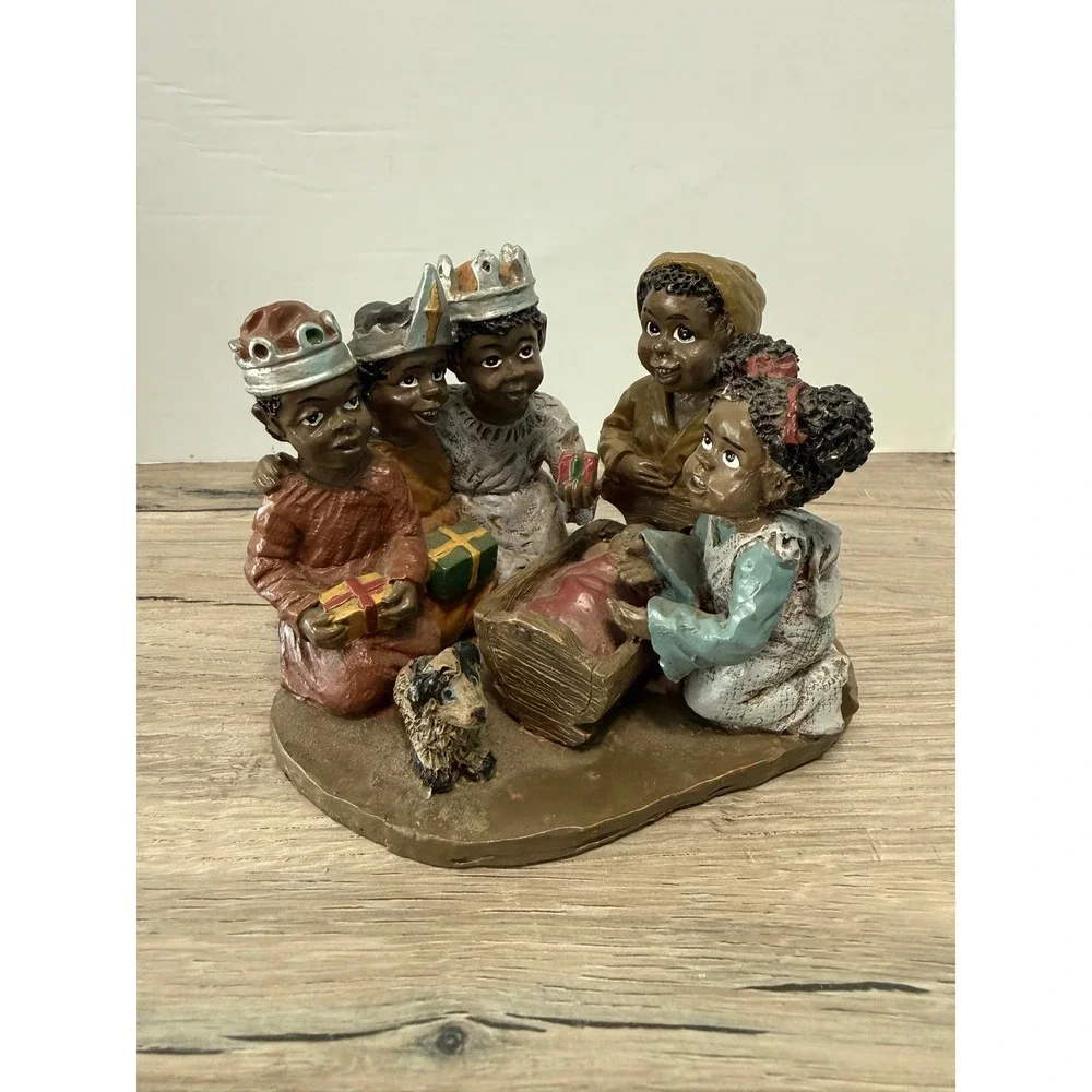 Vintage 1993 Young's Inc Treasures of the Heart Black Nativity Scene Figurine